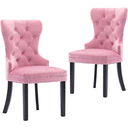  blagovaonske stolice 2 kom ružičaste baršunaste