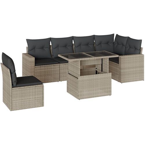 vidaXL 7-dijelni set vrtnih sofa svjetlosivi od poliratana Cene
