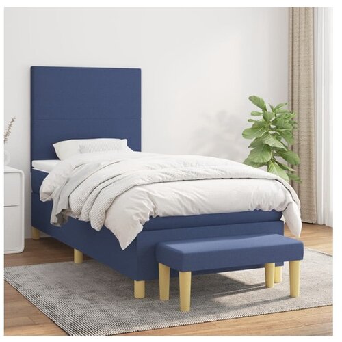 vidaXL Box spring postelja z vzmetnico moder 90x190 cm blago Cene