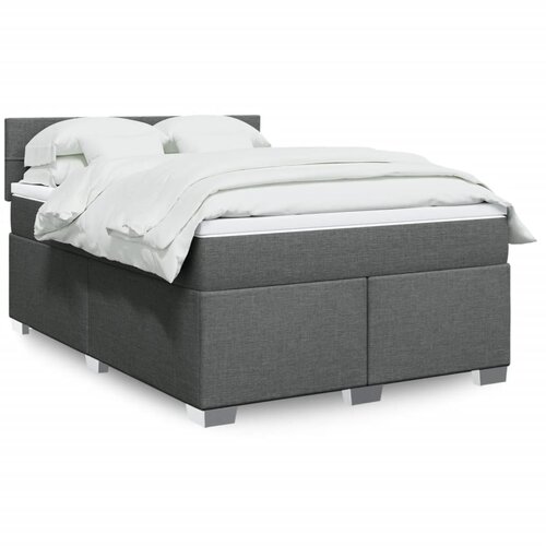 VidaXL Okvir kreveta s oprugama i madrac svjetlosivi 160x200cm tkanina Slike
