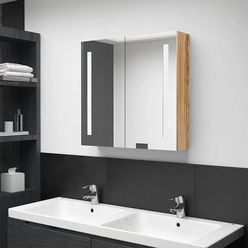  LED kupaonski ormarić s ogledalom boja hrasta 62 x 14 x 60 cm Cene