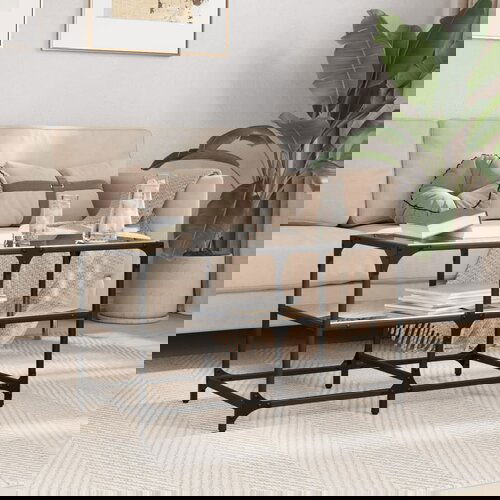 vidaXL Stolić za kavu s crnom staklenom površinom 78,5x40x45 cm čelik Cijene