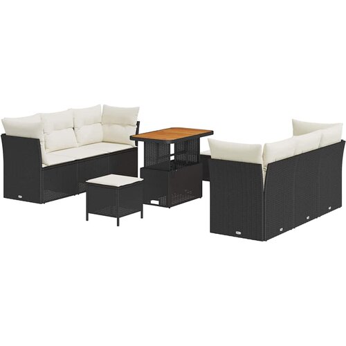  Sjedeća garnitura za vrt 9 kom. Crna poliratan 90 x 55 x 71 cm Slike