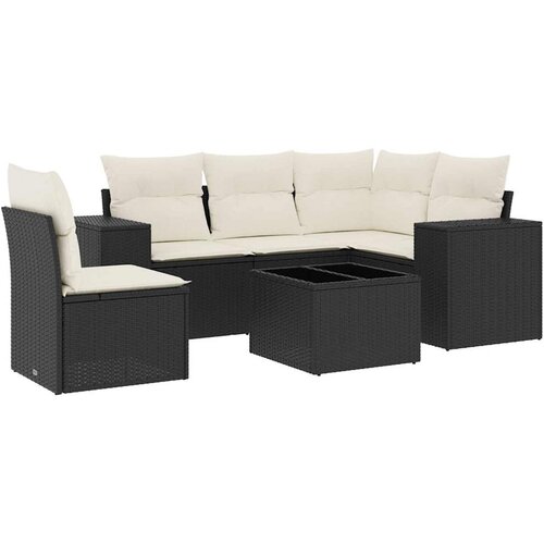  6-dijelni set vrtnih sofa s jastucima crni od poliratana Crna 83 x 62 x 69 cm Slike