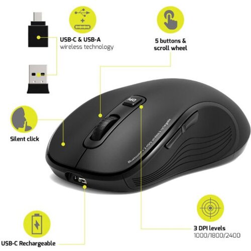 Port Designs Port mi&scaron; ESSENTIEL WL+BT, USB-C, punjivi, crni 910010 Cijene