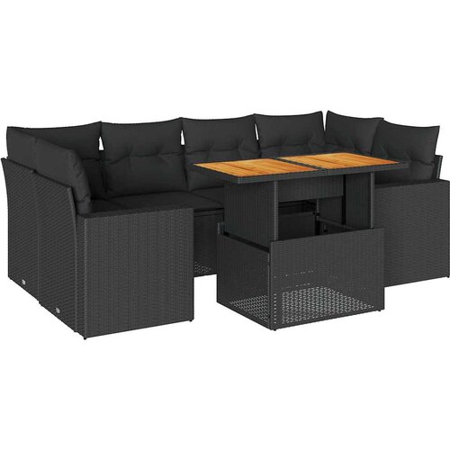 Maison Chic Seti vrtnega pohištva - Vrtna garnitura - Vrtni pohištvo set 7-delna z blazinami črn poli ratan, (21798851) Cene