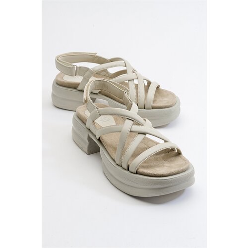 LuviShoes Senza Women&amp;#039;s Beige Skin Genuine Leather Sandals Slike