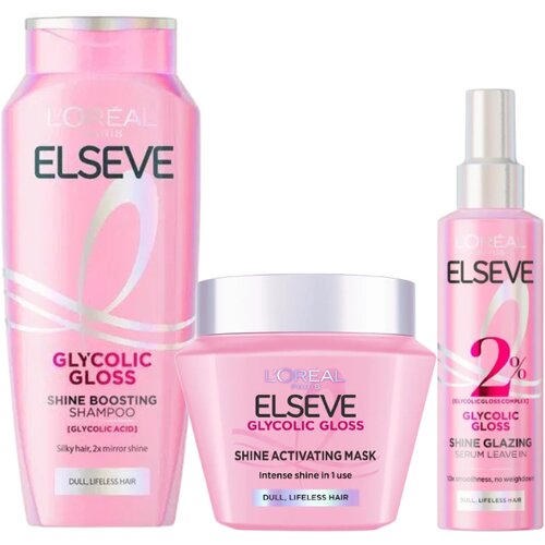 L&amp;acute;Or&amp;eacute;al Paris Set za kosu Elseve Glycolic Gloss, 3 proizvoda Slike