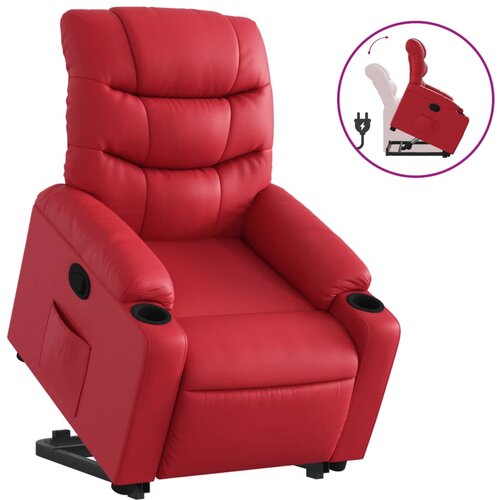 Maison Chic Naslanjač - Relax naslanjač s funkcijo vstajanja rdeče umetno usnje, (22040391) Cene