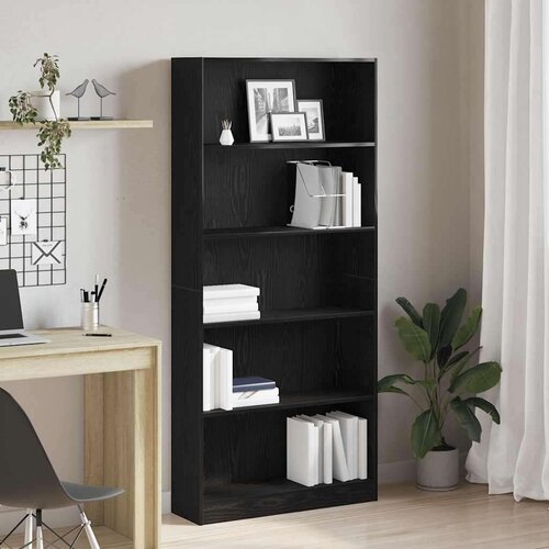  Polica za knjige crni hrast 80x24x176 cm konstruirano drvo Slike