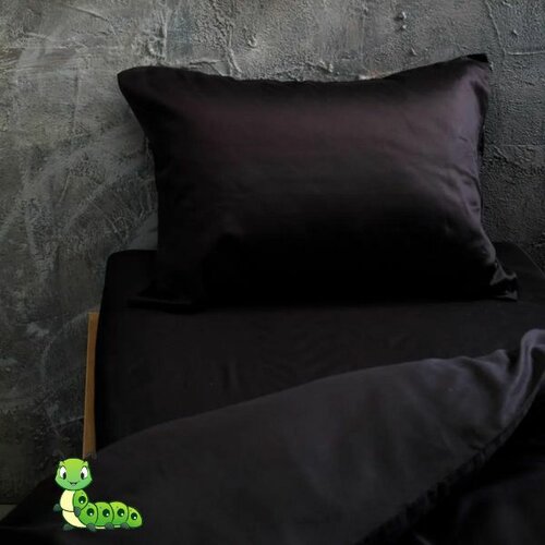 Gusenica posteljina pamučni saten crna - 140x200 Slike