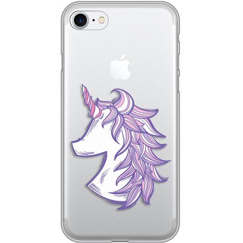 Teracell silikonska maska za iPhone 7/8/SE 2020/2022 Purple Unicorn Print Skin providna Slike