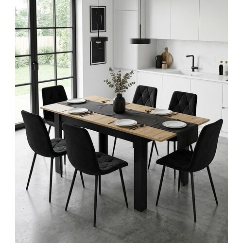  Pravokutni rastezljivi stol 120&amp;ndash;160 &amp;times; 80 cm za kuhinju i blagovaonicu, za 4&amp;ndash;6 osoba, artisan hrast Slike