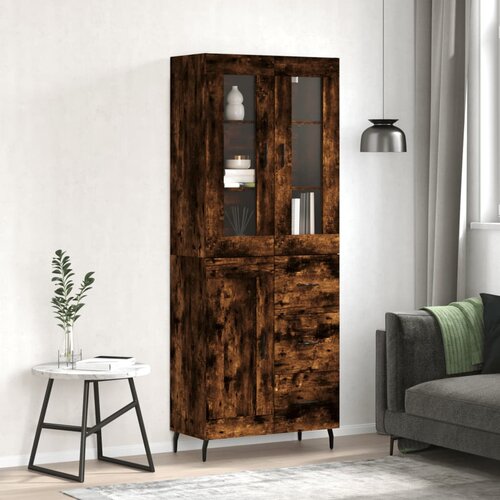 vidaXL Visoka komoda dimljeni hrast 69 5x34x180 cm konstruiranog drva Cijene