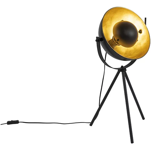 QAZQA Namizna svetilka črna z zlatom 63,3 cm nastavljiv stojalo - Magnax