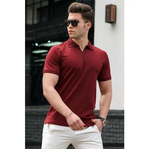 Madmext Men's Burgundy Polo Neck Knitwear T-shirt 5248