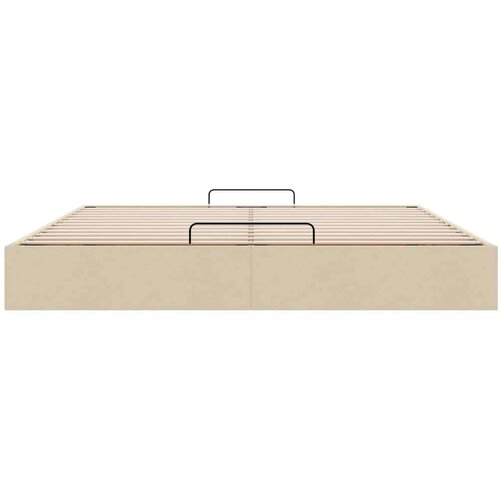 VidaXL Otomanski okvir kreveta bez madraca krem 160x200 cm od tkanine Slike