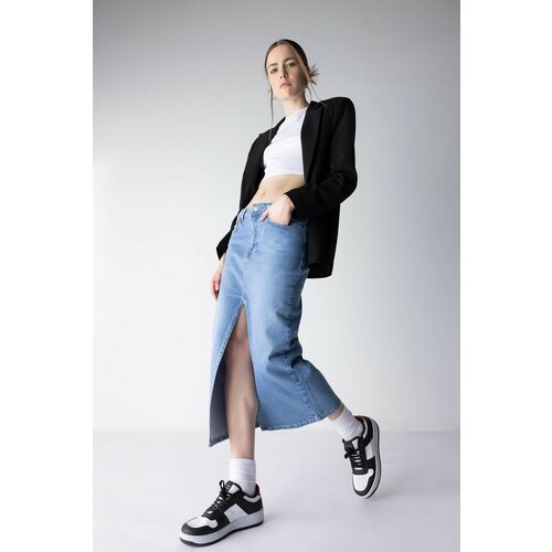 Defacto Long Fit Slit Midi Jean Skirt Slike