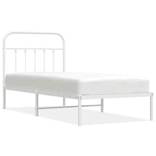 vidaXL Kovinski posteljni okvir z vzglavjem bel 80x200 cm, (20788355)