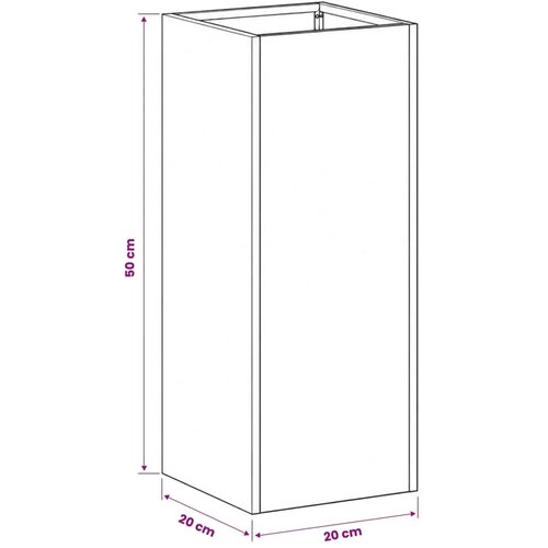  Vrtna saksija 2 kom. Srebrna 20 x 20 x 50 cm Pocinčani čelik - Pocinčani čelik 20 x 20 x 50 cm 2 Slike