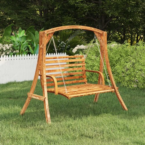 vidaXL Gugalna klop trden ukrivljen les s tikovino 91x130x58 cm Cene