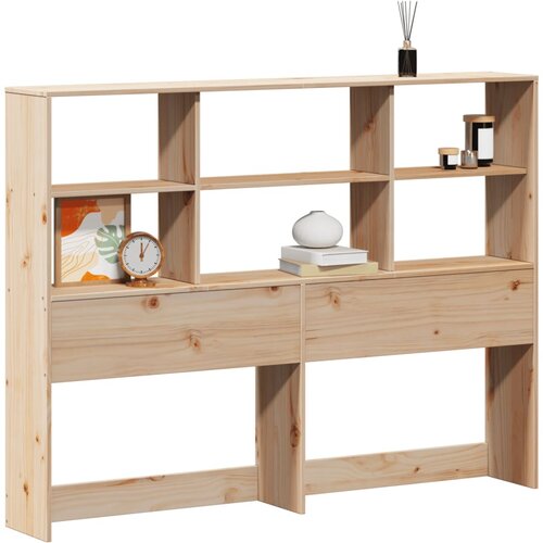 Maison Chic posteljno vzglavje - vzglavna omarica - nočna omarica s predelki 140 cm trdna borovina, (21707085) Slike