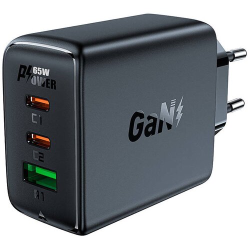 Acefast A41 omrežni polnilec, 2x USB-C + USB, GaN 65W (črn) Cene