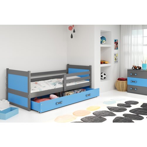BestBed Postelja RICO s predalom-Grafit-Modra Cene