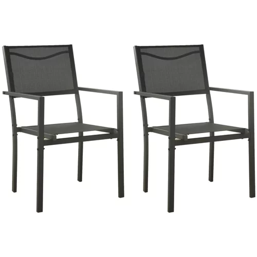 Vrtne stolice 2 kom od tekstilena i čelika crne i antracit