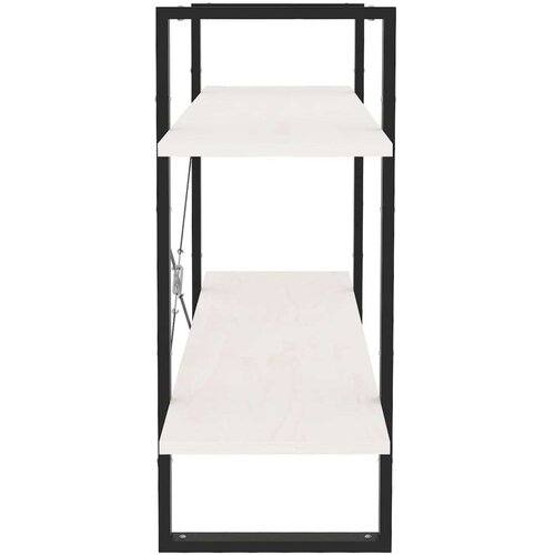  Knjižna omara 2-nadstropna bela 100x30x70 cm trdna borovina, (20705220) Slike