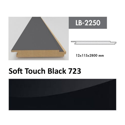 AGT profil Zidni MDF LB-2250 Soft Touch Black (723) 2800x115x12mm ( 026-034 ) Cene