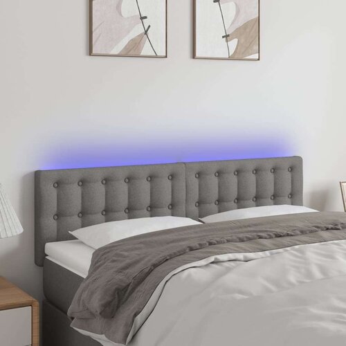  LED posteljno vzglavje temno sivo 144x5x78/88 cm blago, (20737604) Slike