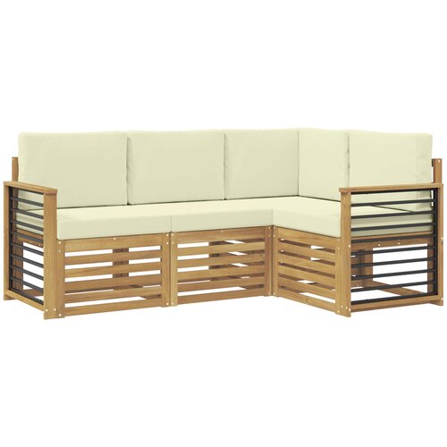  Setovi sofa s jastukom 4 pcs Bijela i krem Poliester Slike