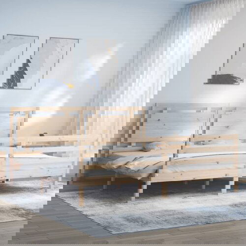 VidaXL Okvir kreveta s uzglavljem 200 x 200 cm od masivnog drva Slike