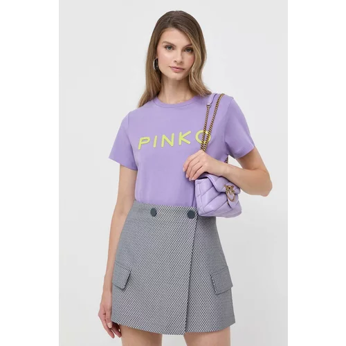 Pinko Bombažna kratka majica vijolična barva
