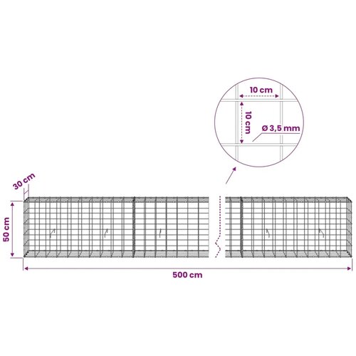  Gabion s žicom debljine 3 5 mm i mrežom 10x10 cm 500x30x50 cm - 30 cm 50 cm 500 cm Slike