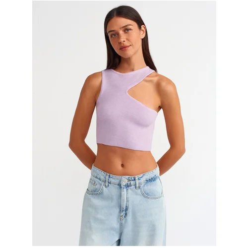 Dilvin 10173 Low-cut Collar Knitwear Top-lilac M.