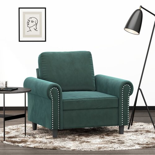  The Living Store Fotelj temno zelen 60 cm žamet - Enosed, (21495035) Cene