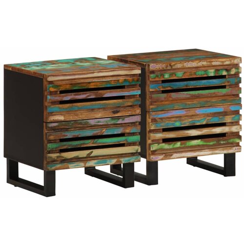  The Living Store Nočna omarica 2 kosa 40x34x46 cm trden predelan les - Nočna Omarica, (21497515) Cene