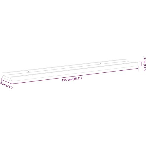  Zidne police 2 kom crne 115 x 9 x 3 cm Slike