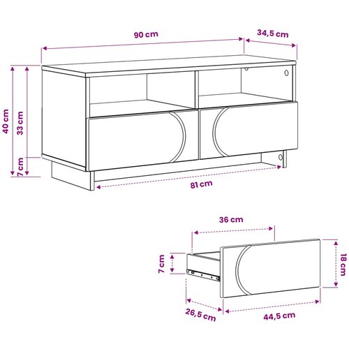  TV stalak 90 x 34.5 x 40 cm Bijela Konstruirano drvo Slike