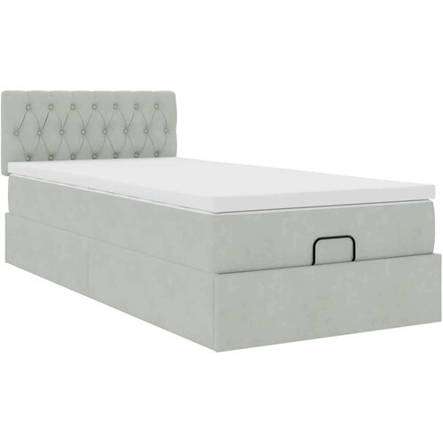 vidaXL Otomanski posteljni okvir z vzmetnico siv 100x200 cm žamet Cene