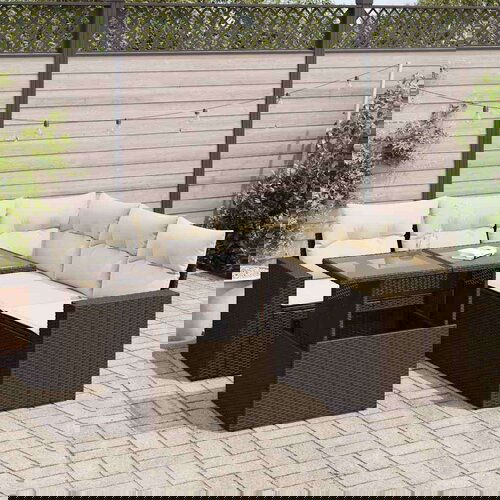 vidaXL 6-dijelni set vrtnih sofa od poliratana s jastucima smeđi Cijene