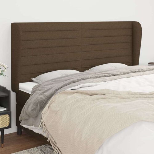  Vzglavje z u&amp;scaron;esi temno rjavo 203x23x118/128 cm blago, (20932881) Slike