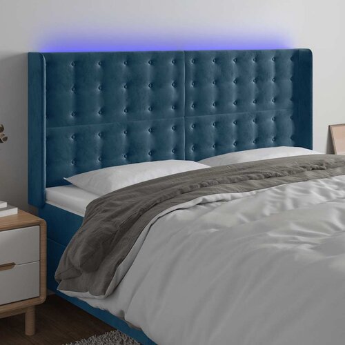  LED uzglavlje tamnoplavo 203 x 16 x 118/128 cm od tkanine Cijene