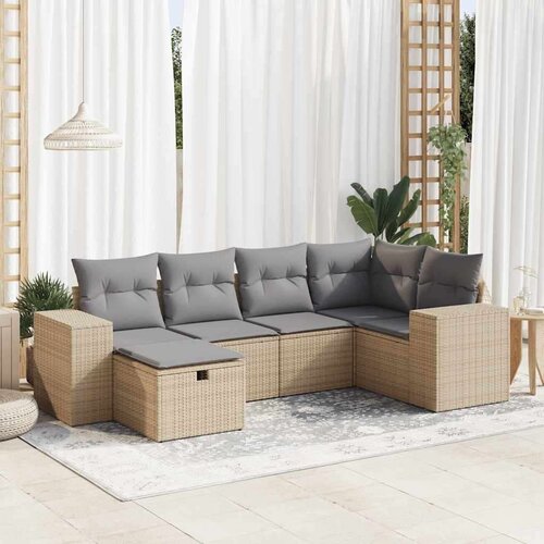  6-dijelni set vrtnih sofa s jastucima bež od poliratana Cijene