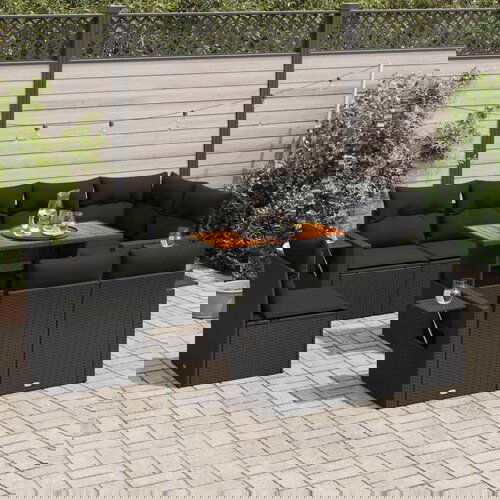 vidaXL 9-dijelni set vrtnih sofa s jastucima crni od poliratana Cijene