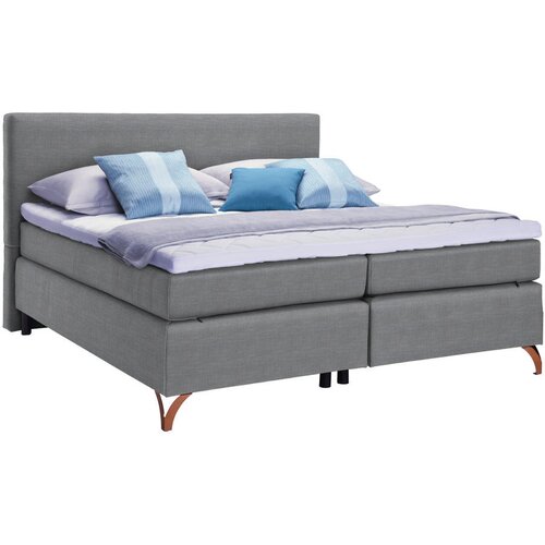 Esposa postelja boxspring 200 cm x 200 cm , tekstil siva Slike