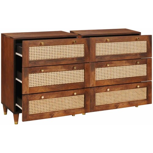  Set komoda 2 pcs Smeđa 60 x 33,5 x 75 cm Čvrsto drvo manga Slike