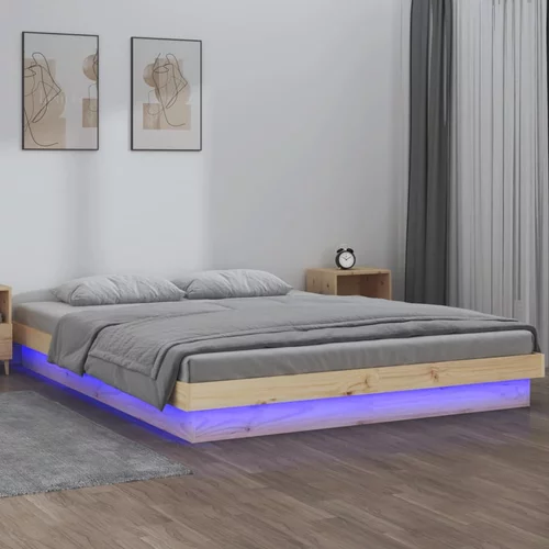 vidaXL LED Okvir za krevet 140 x 200 cm od masivnog drva